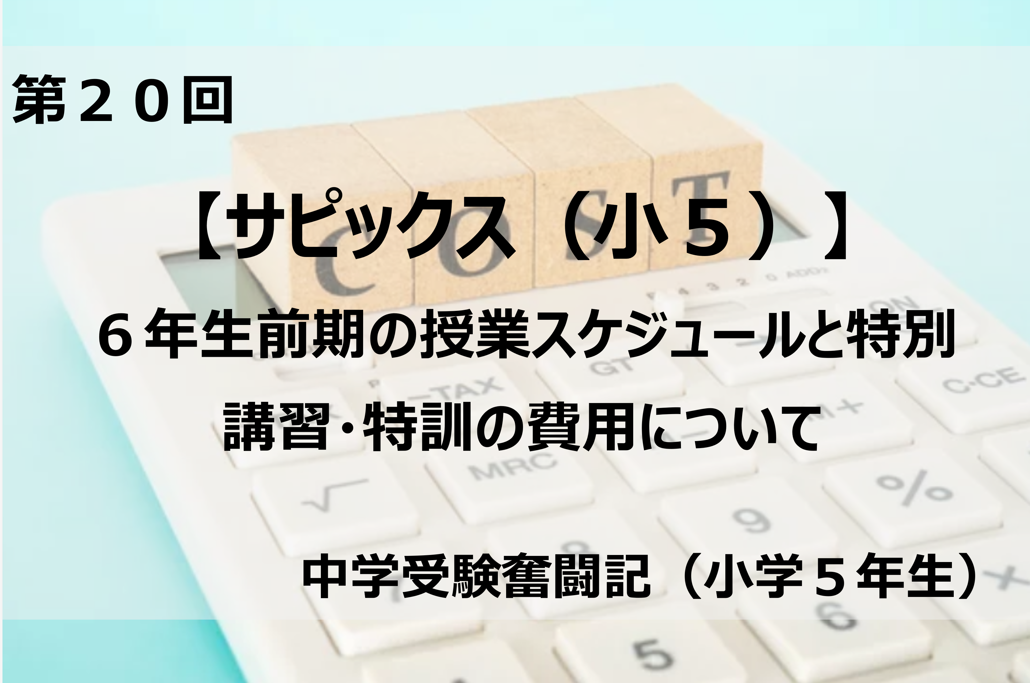 サピックス（小5）】6年生前期の授業スケジュールと特別講習・特訓の 